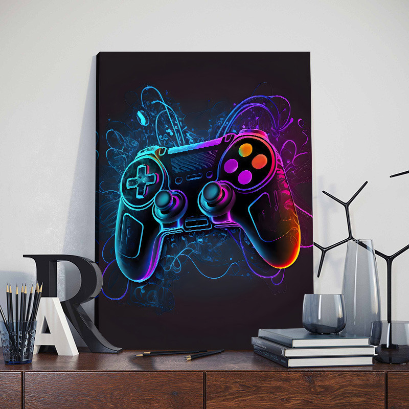 （With Frame）Colorful Gamepad Controller Poster Game Room Wall Art