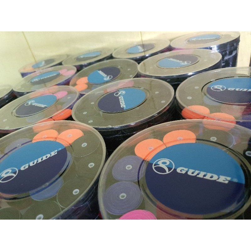 Guide Grip Assorted Black White 1 tub of 60 Grips Tennis Badminton Squash Rackets Overgrip