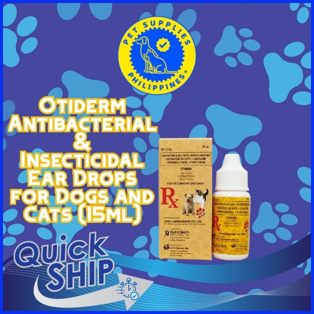 ๑ ☽ Otiderm Antibacterial & Insecticidal Ear Drops for Dogs and Cats