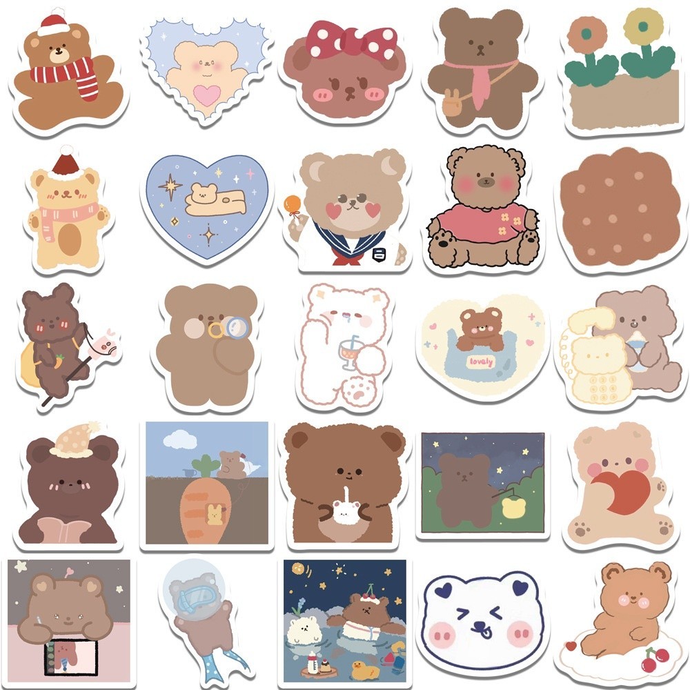 100pcs Cute Cartoon Korean Bear Stickers for Kids Scrapbooking,Lovely ...