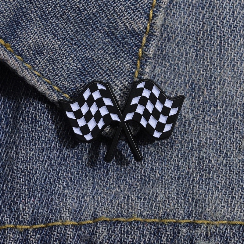 Formula Racing F1 Chequered Flag Brooch Pins Car Champion Brooch ...