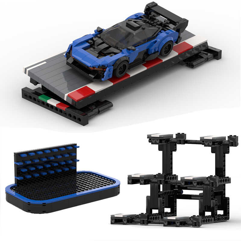 DIY Technical MOC Champions Sports Speed 8 Car Display Stand Parking ...