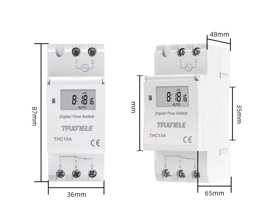TAXNELE Electronic Weekly 7 Days Programmable Digital TIME Relay THC15A ...
