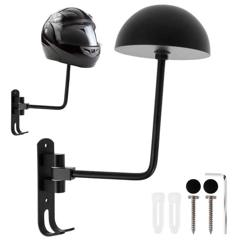 Mounted Rack Wall Helmets Display Holder 180 Degree Rotation Keys Jacket Hanger Motorcycle 2803