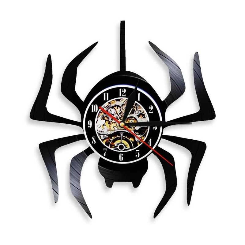 Vinyl Black Widow Record Wall Clock Spooky Spider Araneid Halloween ...