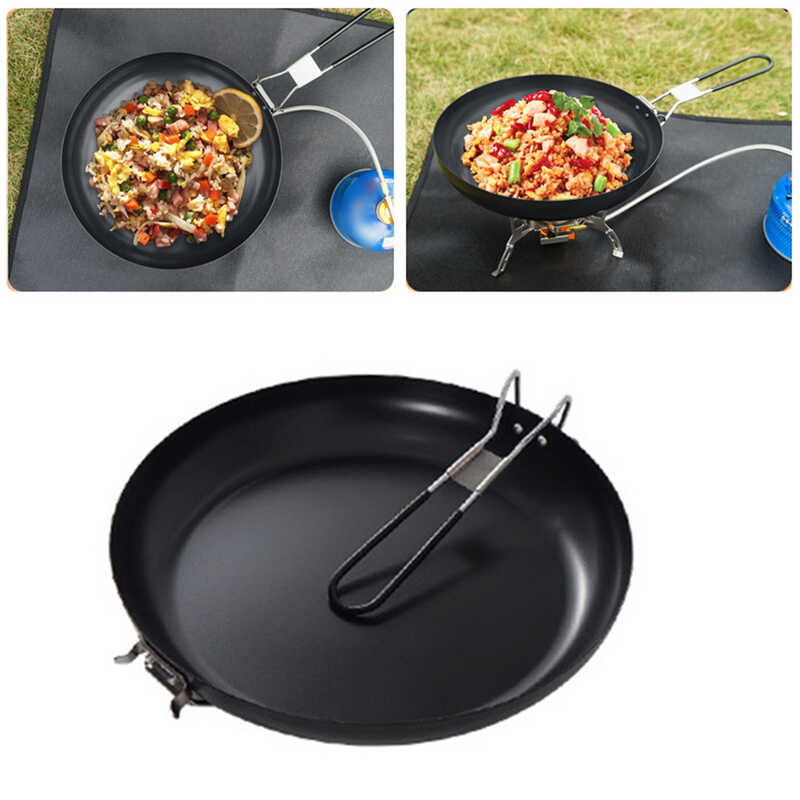 Portable Non-Stick Iron Fryin Pan Foldable Handle Pot Picnic Cookware ...