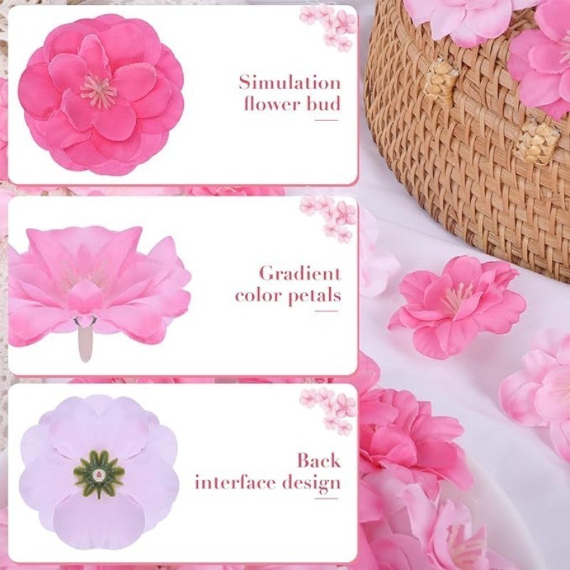 Cherry Blossom Heads 10/20pcs Artificial Fake Silk Cherry Blossom ...