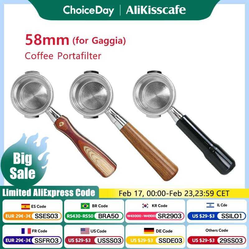 58mm Bottomless Portafilter, Naked Portafilter Compatible with Gaggia Classic eB