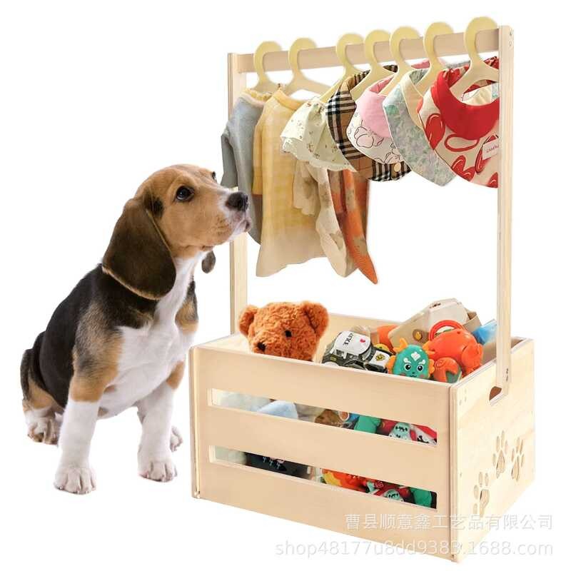 Stock⭐A Wooden In Toy ★ Box, Pet Supplies Storage Dog Clothing Rack ...