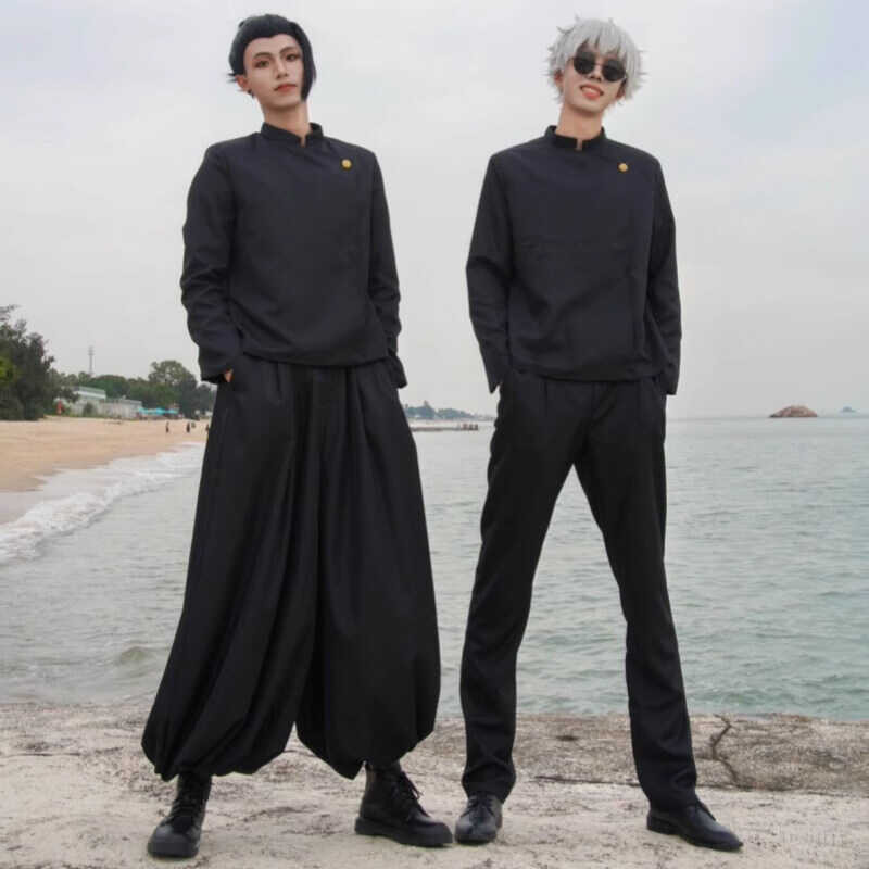 Adult Suguru Costume Black Kimono Pants and Cassock Full Set for Cosplay Party