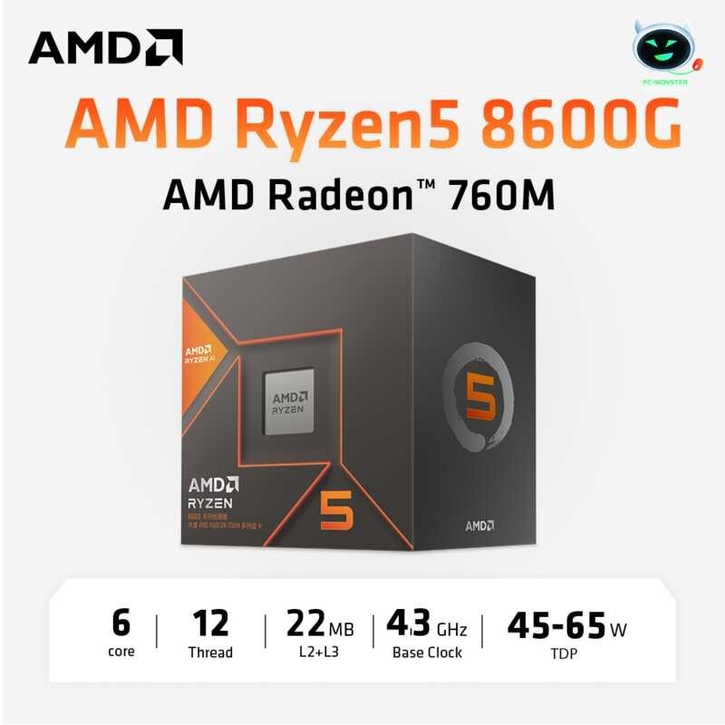 AMD Ryzen 5 AM5 R5 8600G Box 65W L3=22MB Integrated Graphics 4.2GHz 6 ...
