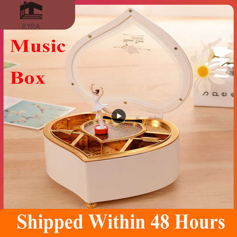 Rotating Dancer Hand Crank Musical Boxes Romantic Classic Piano Model ...