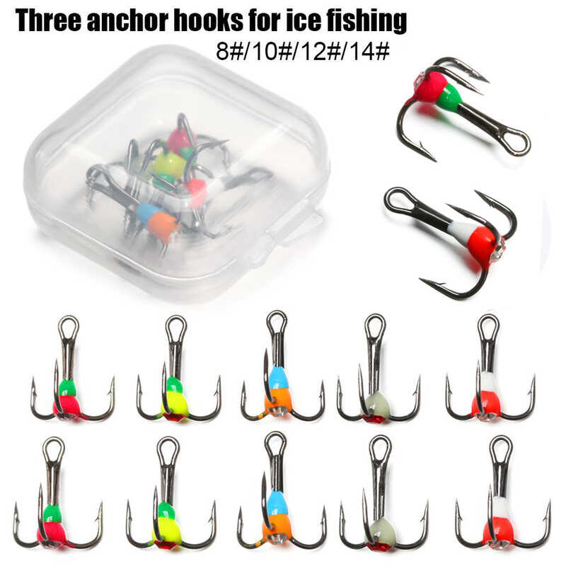 5pcs Matagal Na Winter Ice Fishing Hooks Tatlong-jaw Sinking Bait Hook 