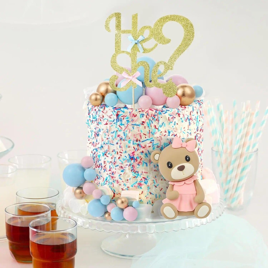 3D Teddy Bear Cake Topper Pink Blue Cute Elephant Boy Girl Birthday ...