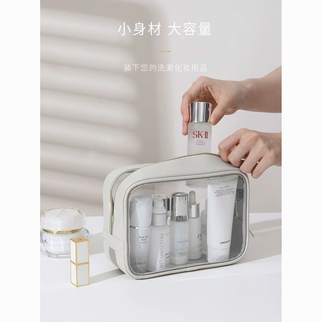 Zhao Lusi's Same Highlooking Transparent Cosmetic Bag For Women, Portable And Simple Skin Care