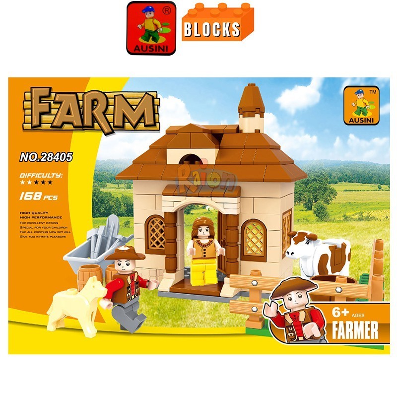 Ausini 168 Pcs. Farm House Building Blocks Playset 14791 Raion Boys Toys Bks