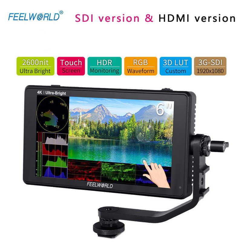 Lut6s Lut6 Feelworld 6-Inch 3D LUT 4K Touch Screen Camera Monitor, 3G ...