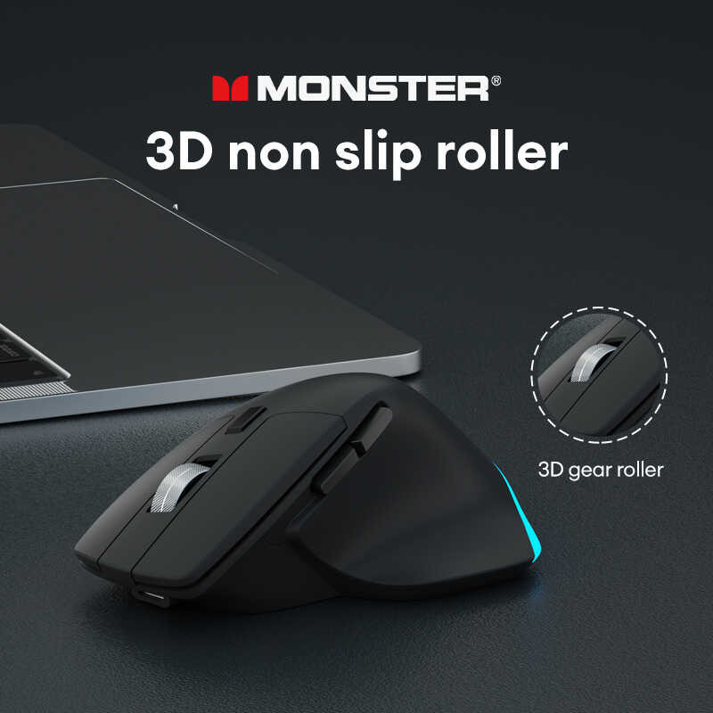 Monster M1 Wireless Bluetooth Mouse Ergonomic Streamline Arc Design ...