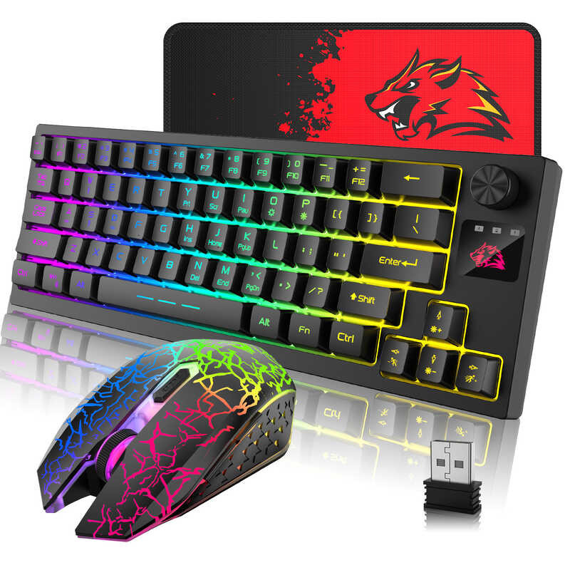 75 Free Wolf T50 Rechargeable Wireless RGB Glowing Set, Esports Game ...
