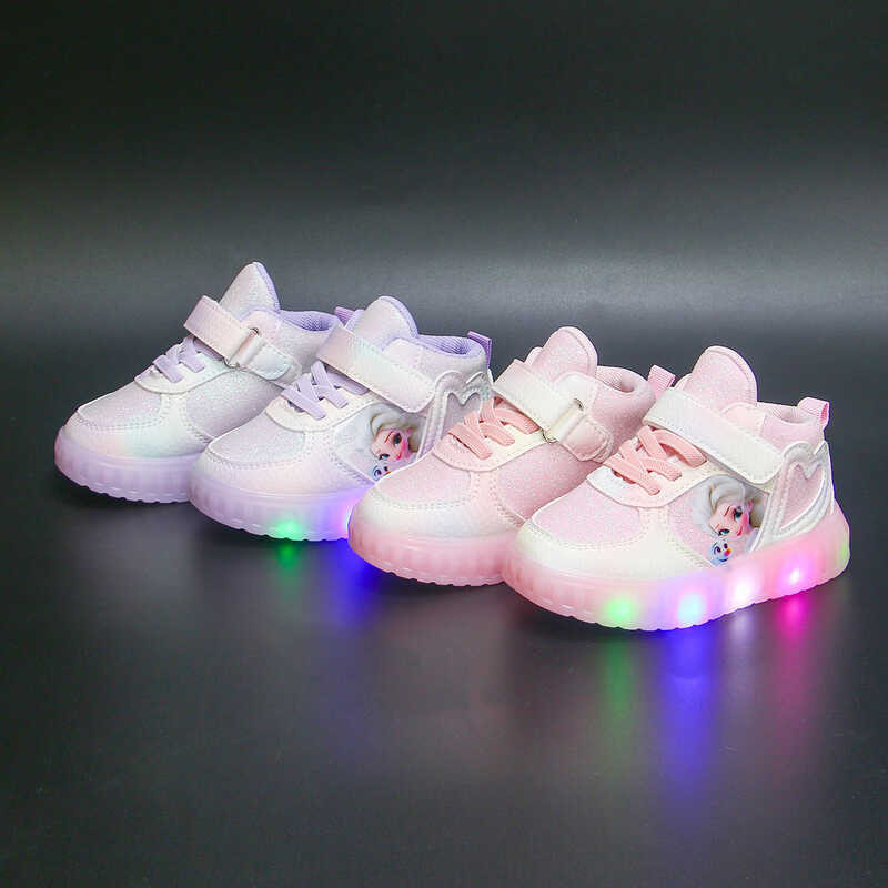 COD 2024 Bagong ng LED caton batang babae velcro mataas itaas liwanag ...