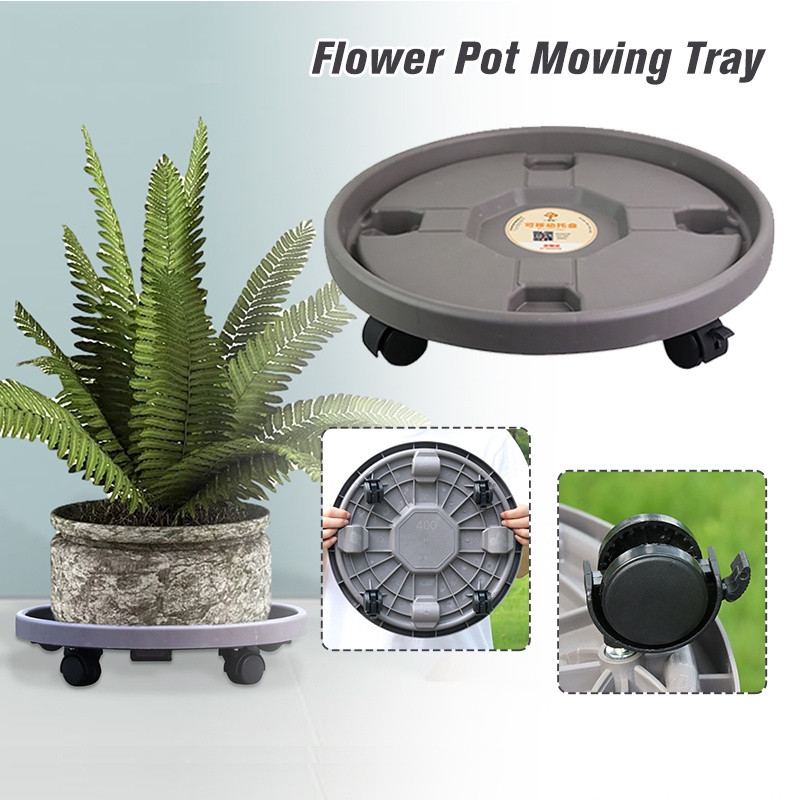 Flower Pot Moving Tray with Wheels Outdoor Planter Stand Garden ...