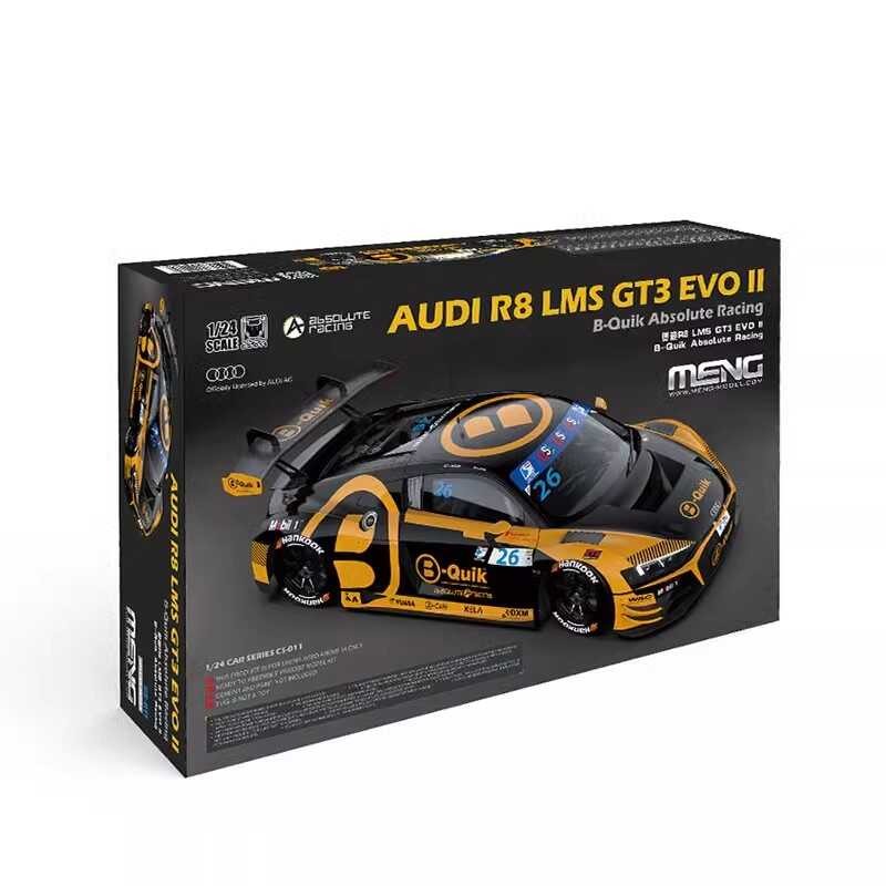 MENG 1/24 Audi R8 LMS GT3 Evo II – Kit Maquette Plastique – Portes Ouvrantes – Film Miroir Inclus – Dès 14 Ans