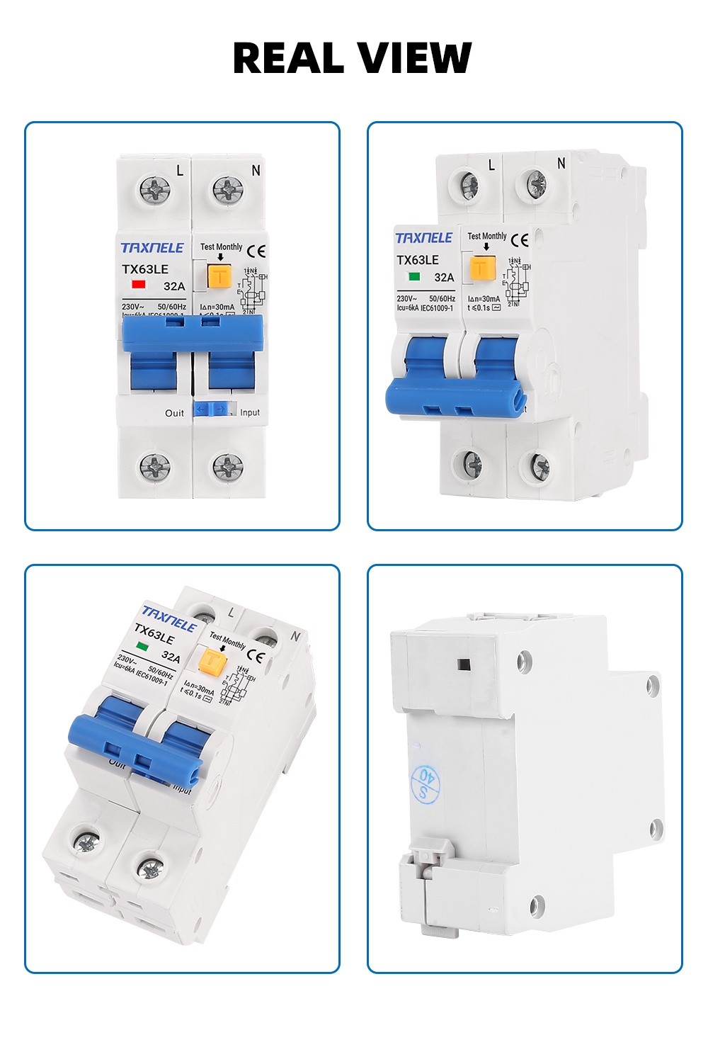 230V 2P Residual Circuit Breaker 30mA Overload Short Current Leakage ...