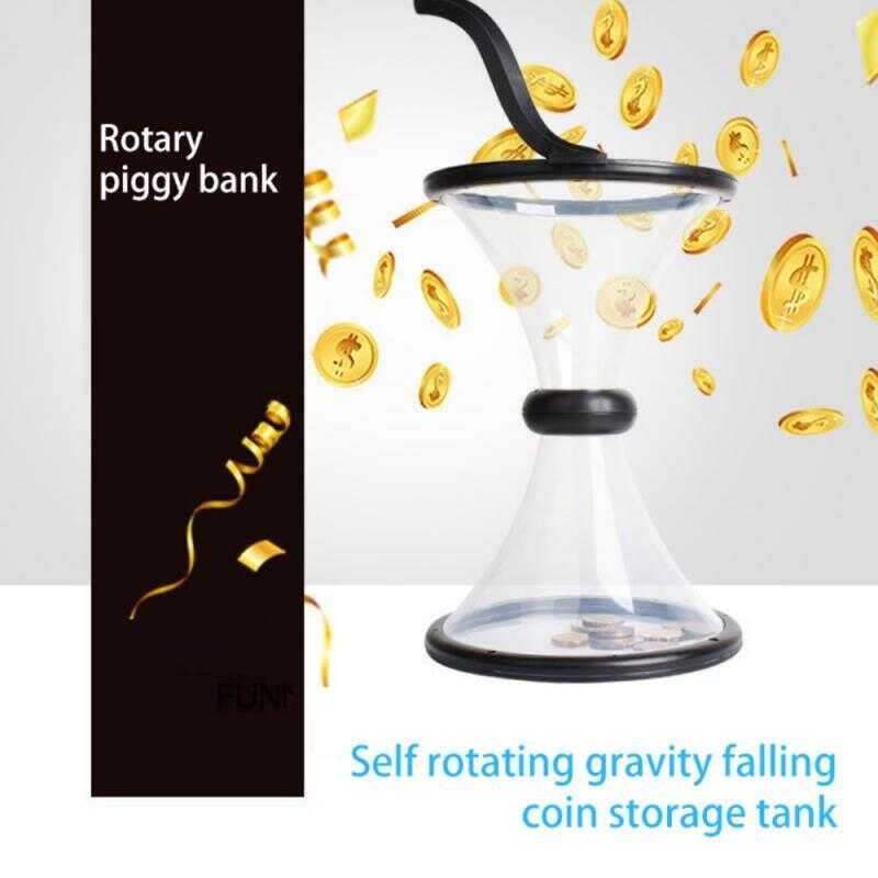 Vortex 10.5 Inch Coin Piggy Bank Spins Loose Change Creative Children