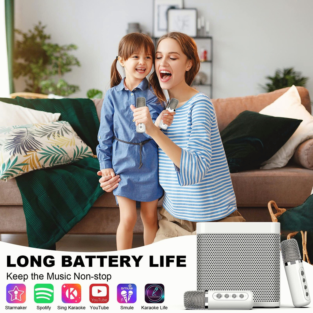 Bluetooth Speaker with Mic Wireless Bluetooth Dual Microphone Karaoke ...