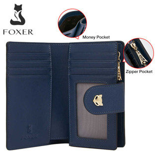 FOXER Women Cow Leather Wallet Simple Coin Purses Fashion Zipper ...