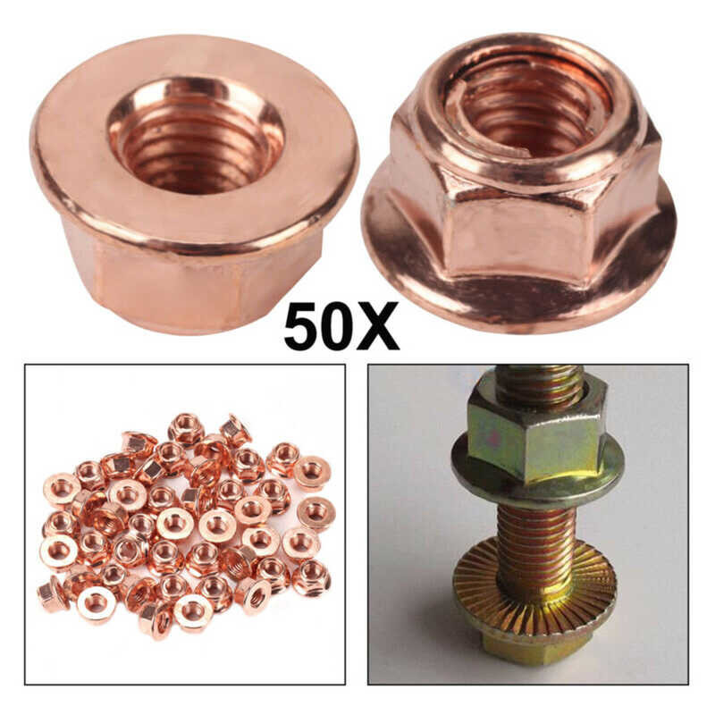 50 Pcs Sw13 Head Lock Nuts Copper · Bolt Screw M8 Turbo Exhaust Stud ...
