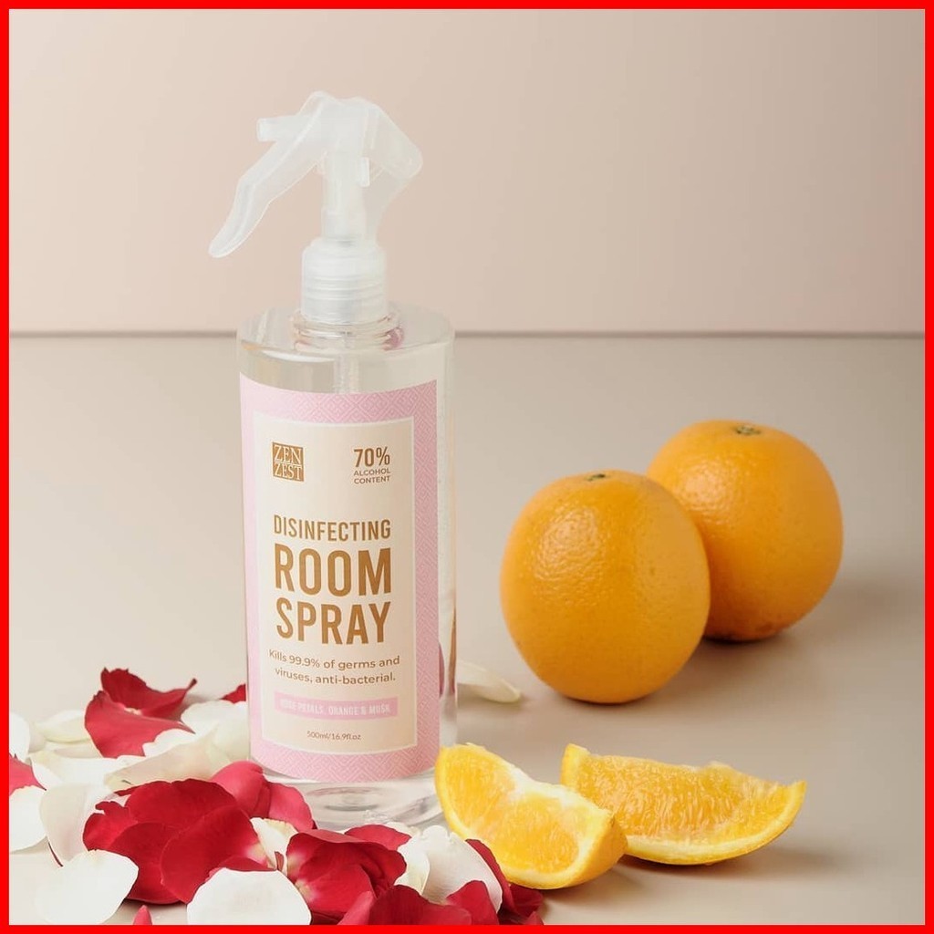 Zen Zest Disinfecting Room Spray Premium Hotel Scent 500mL Rose Petals, Orange & Musk Shopee