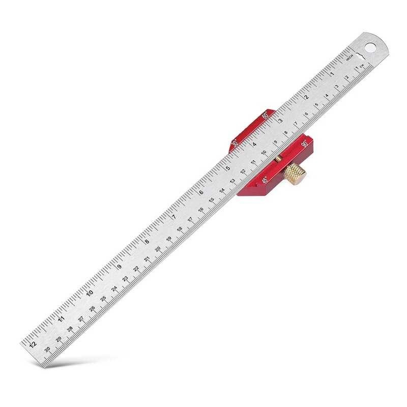 Gauge Stop Ruler, Marking Ruler Red & Sier Stainless Steel 12Inch ...