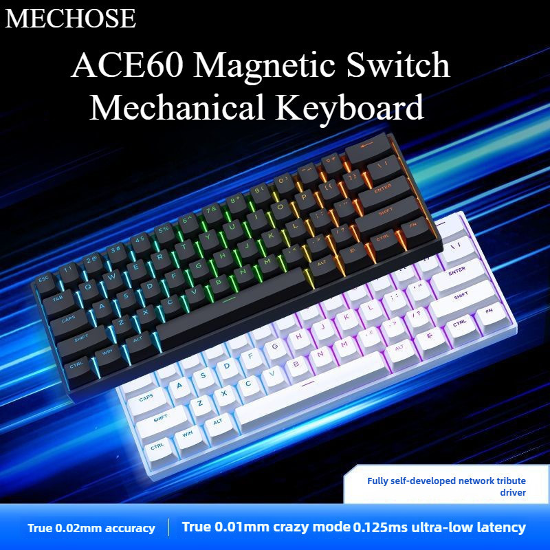 MCHOSE ACE68 Clavier Gamer Magnétique 65%, HE Clavier 8000Hz Rapid Trigger Filaire RGB
