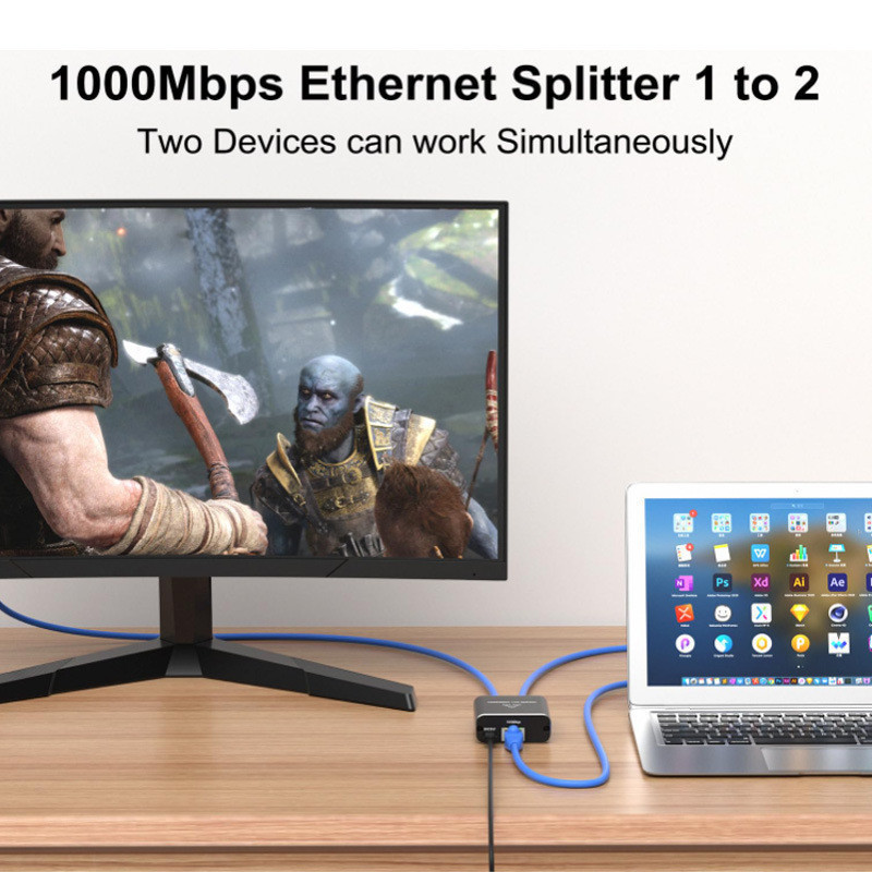 1000Mbps 1 in 3 Out Ethernet Adapter RJ45 Splitter Lan Connector Cat 6 ...