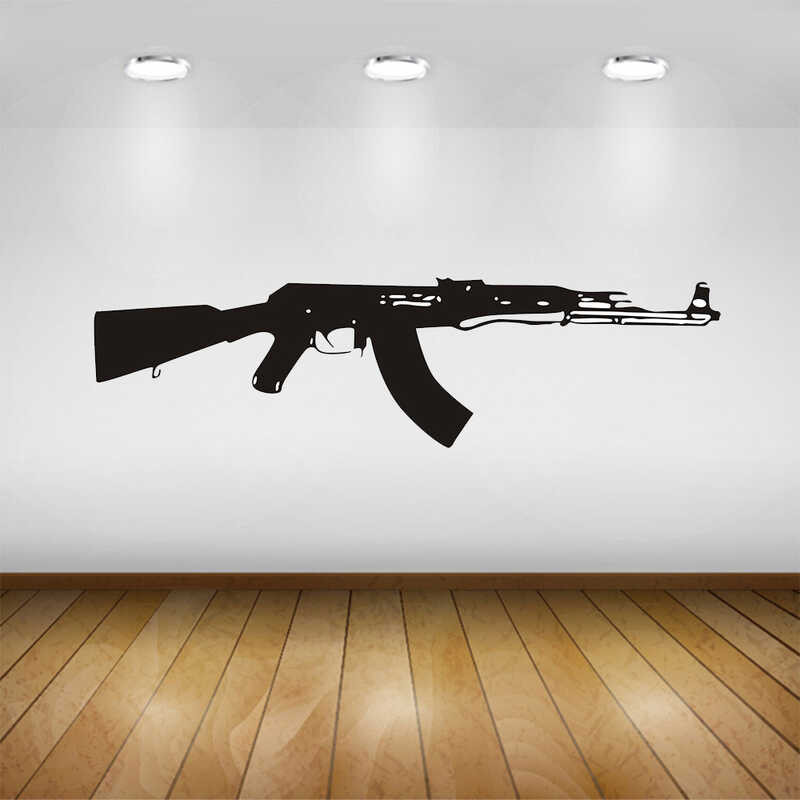AK 47 〠 Assault Riffle Vinyl Wall Art Decal Sticker Garage Wall Tattoo ...