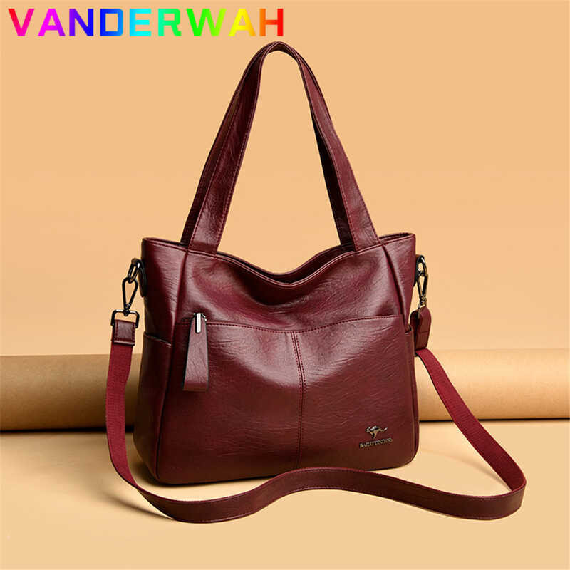 Quality ↑ Women's Leather Top Handle Bags Kababaihang Shoulder Sac Tote ...