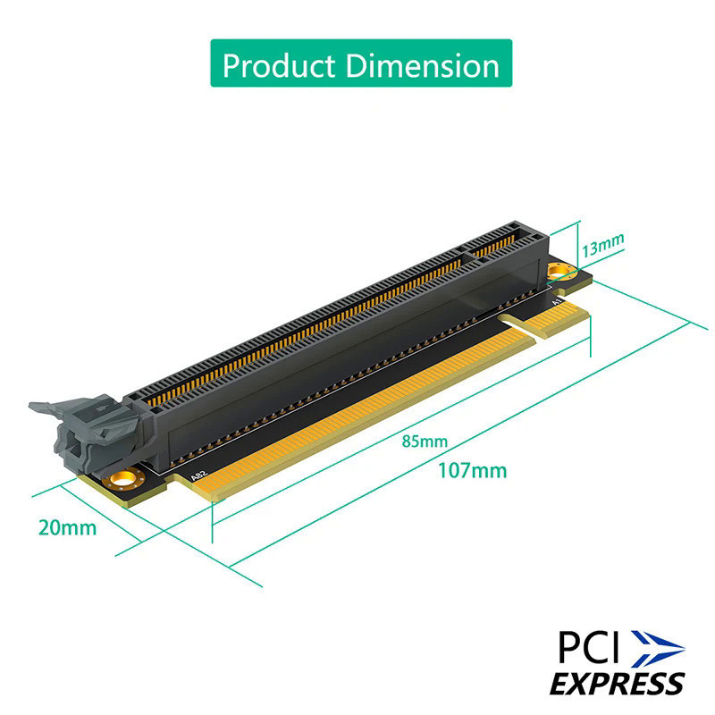 PCIE X16 to X16 Riser Card Adapter PCI Express 3.0 16X 90 Degree ...