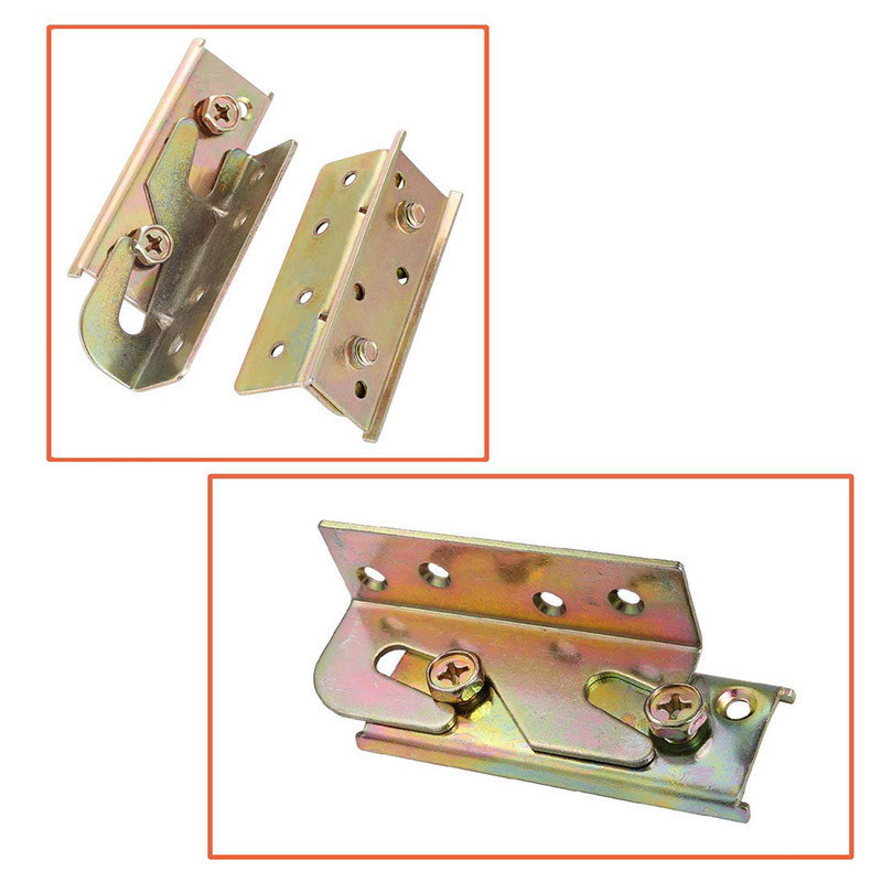 ♠ 4 Sets Bed Rail Brackets Heavy Duty NoMortise Bed Rail Fittings