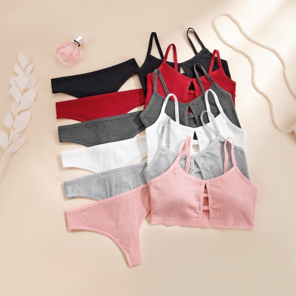 ZXYOUPING 1/2pcs Cotton Bra and Panty Set for Women,Sports Sexy Bra ...