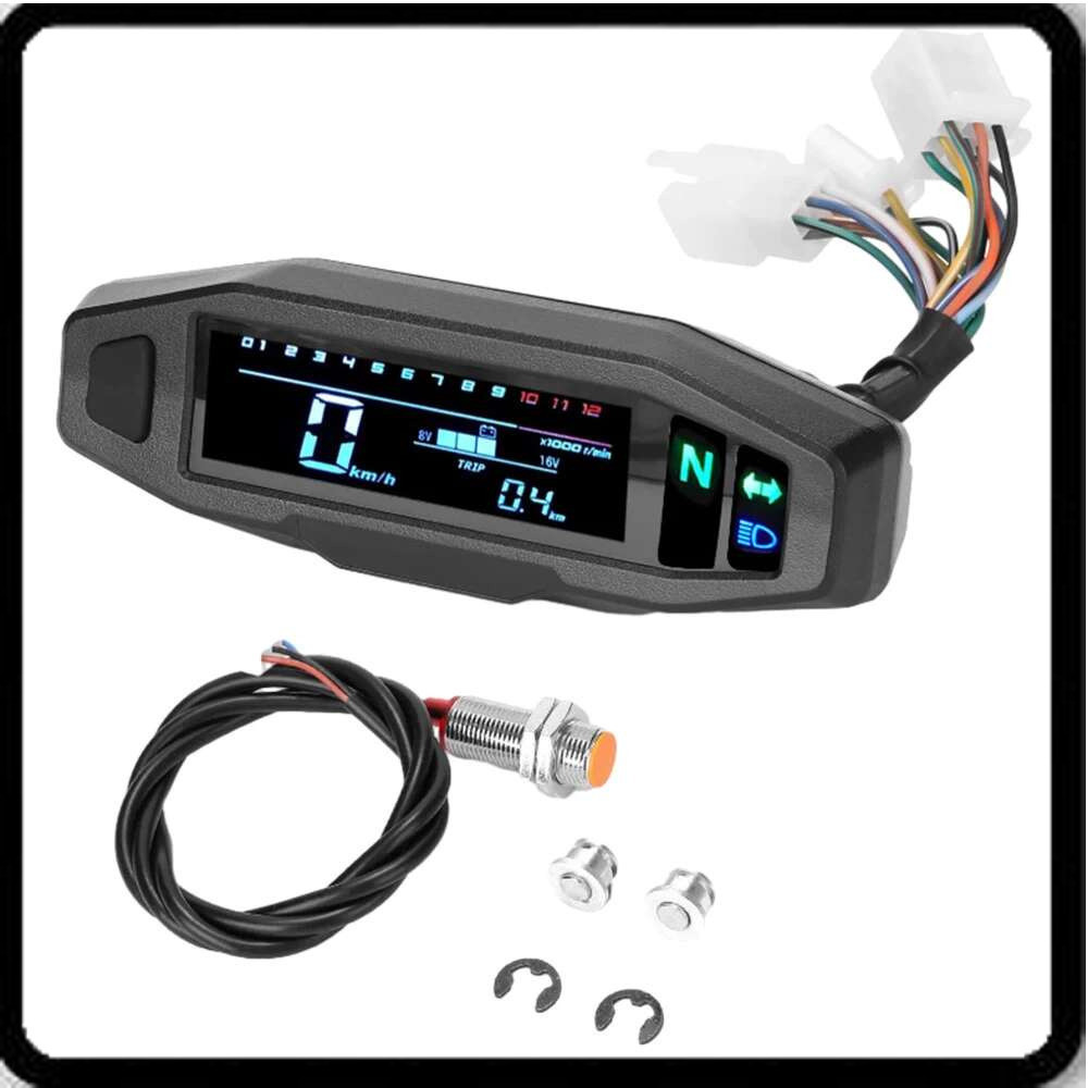 ˇˉ New Motorcycle Speedometer Oil Gauge Tachometer Universal Digital ...