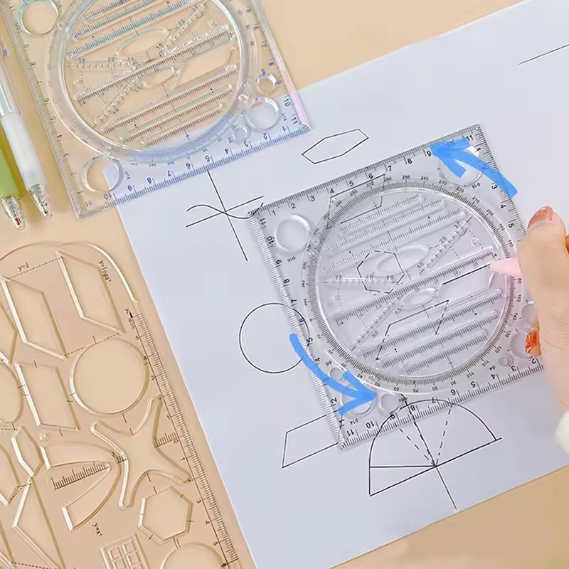 Multifunctional Geometric Ruler - Mathematics Measuring Circle Drawing ...