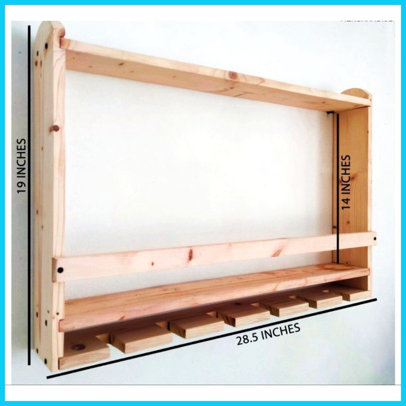 Wine & Glass Rack 6 GLASS 7 BOTTLES WITH SHELVES No Varnish And Natural