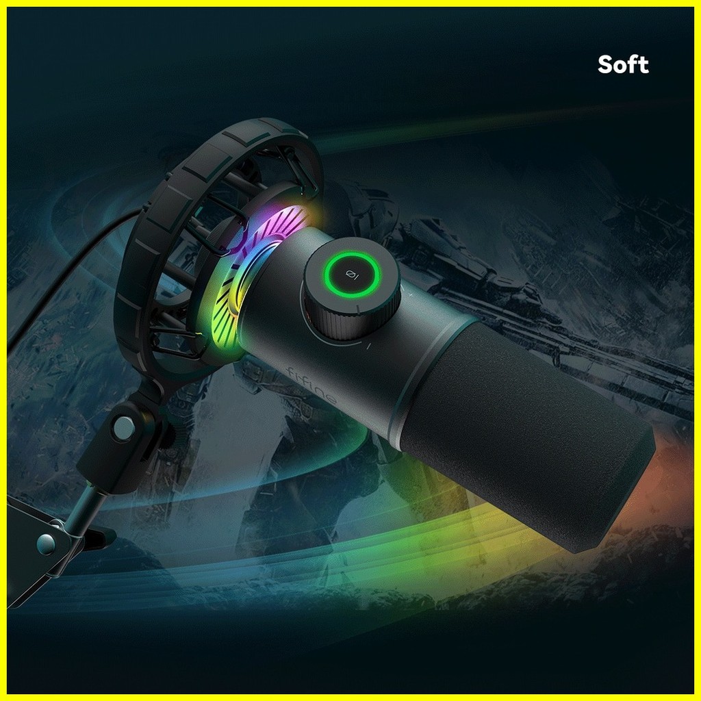 FIFINE K658 USB Gaming Microphone, RGB Dynamic Mic Dynamic Microphone ...