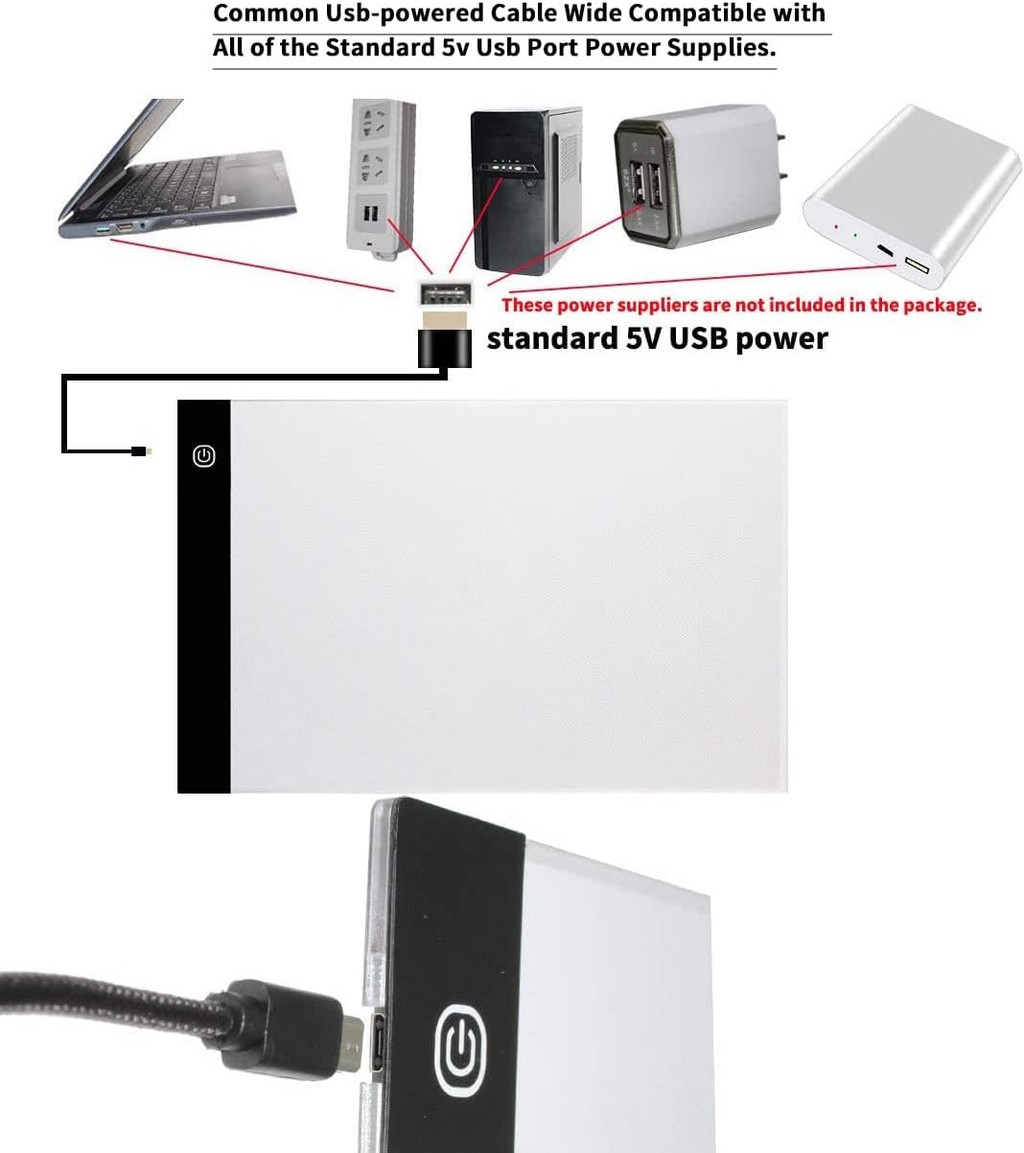 A3/A4/A5 LED Drawing Board Brightness Adjustable Light Pad Tracing ...