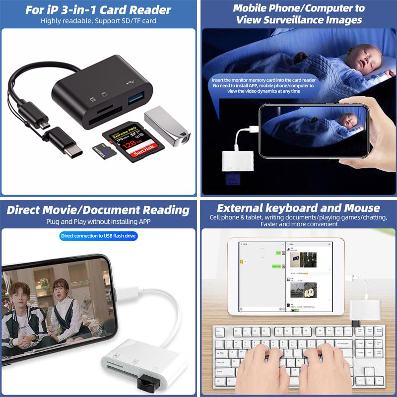 【1-3 Days Delivery】3IN1 USB Micro SD/TF Card Reader Type C/Micro USB To ...
