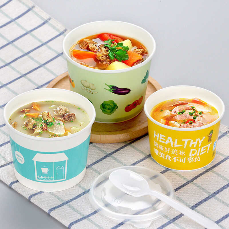 51 Trumpet Disposable Paper Congee Dessert Round Soup Bowl Stinky Ice ...