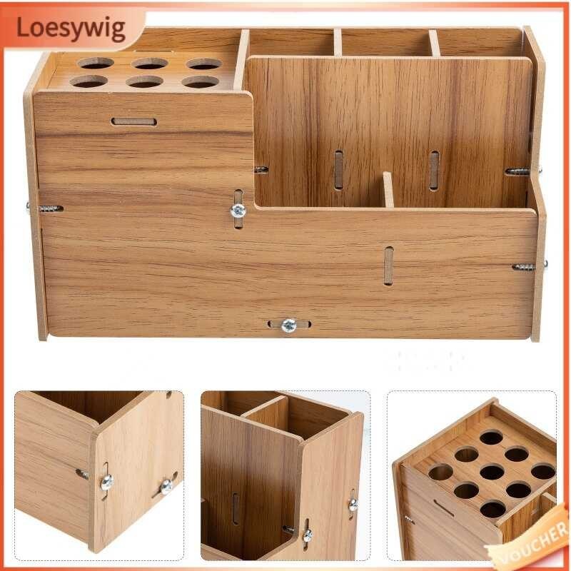 Wood Loesywig Haircut Scissor Rack Hairdressing Tool Box