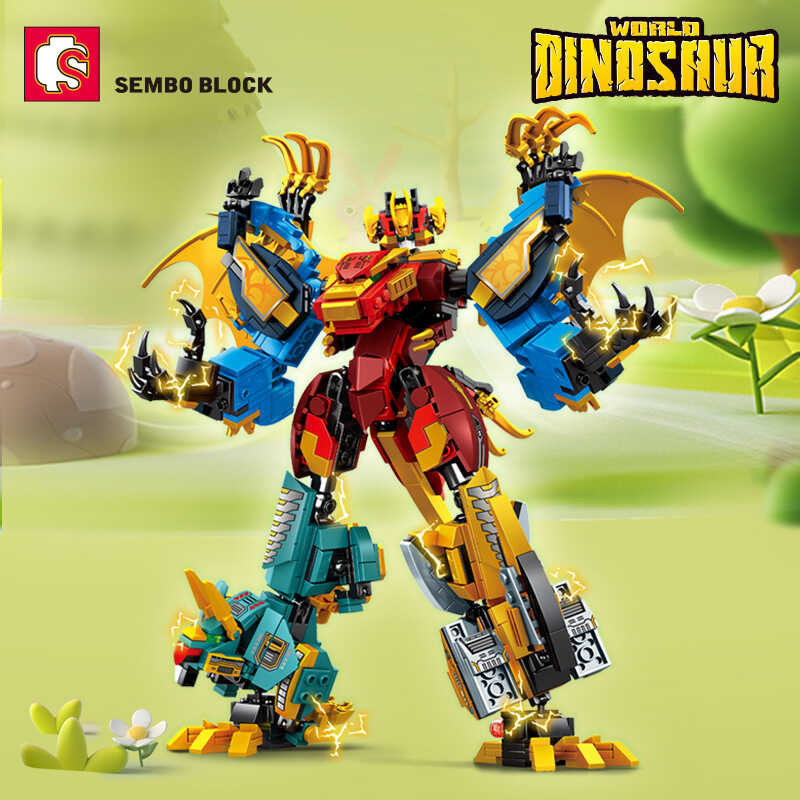 4In1 ☀ SEMBO Transforming Robot Building Bloc Kits Dinosaur World Mech ...