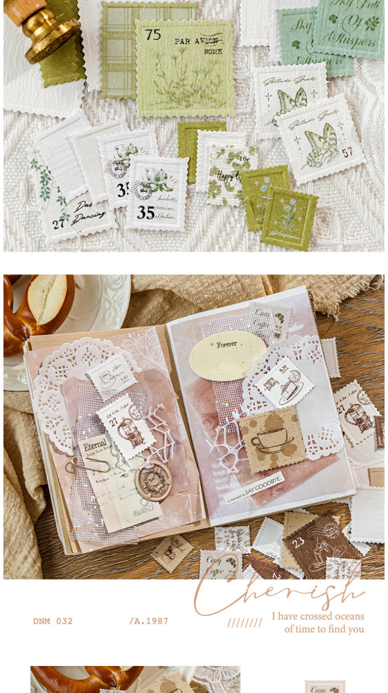 ENWEI 20 Pcs [Paper Stamp Series] Embossed Stamp Ledger Stickers ...